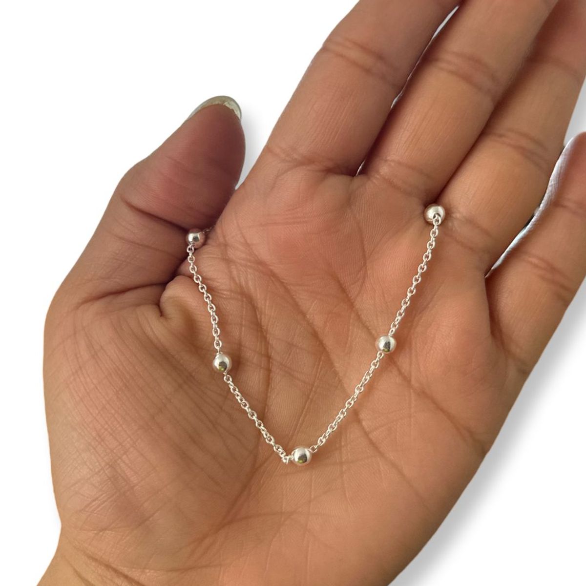 GENERICO - Pulsera Limada Esferas Plata Italiana Ley 925 +caja