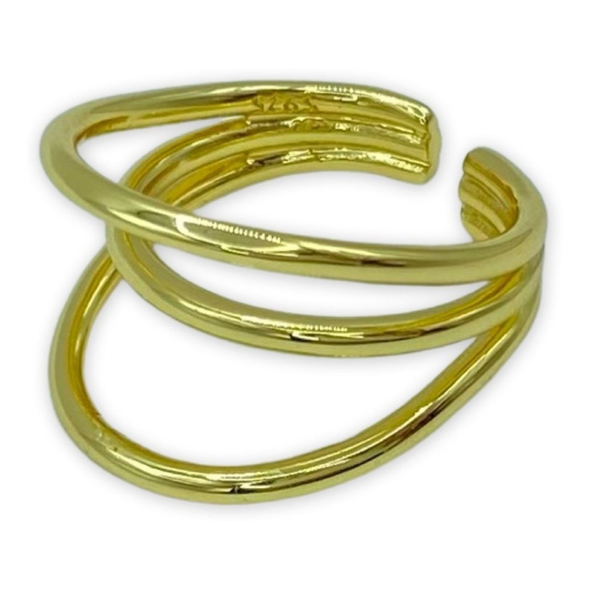 GENERICO - Anillo Triple Elegante Ilusión Ajustable Plata S925 Baño Oro