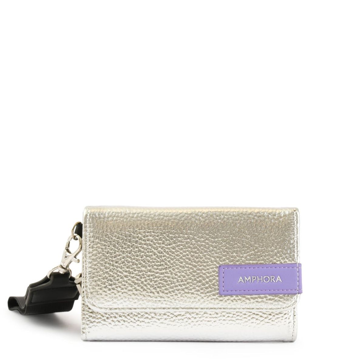 AMPHORA - Billetera Cierre Exterior Metallique Plateado