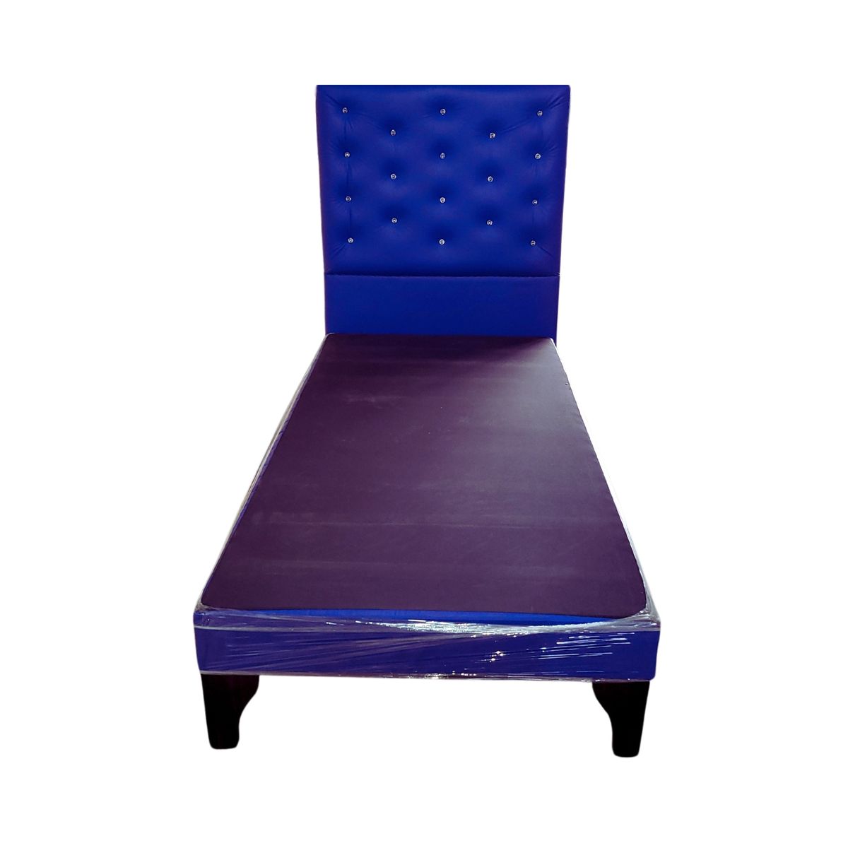 GENERICO - Base Europea 1P Respaldo Azul Eco Cuero a Piso Botone