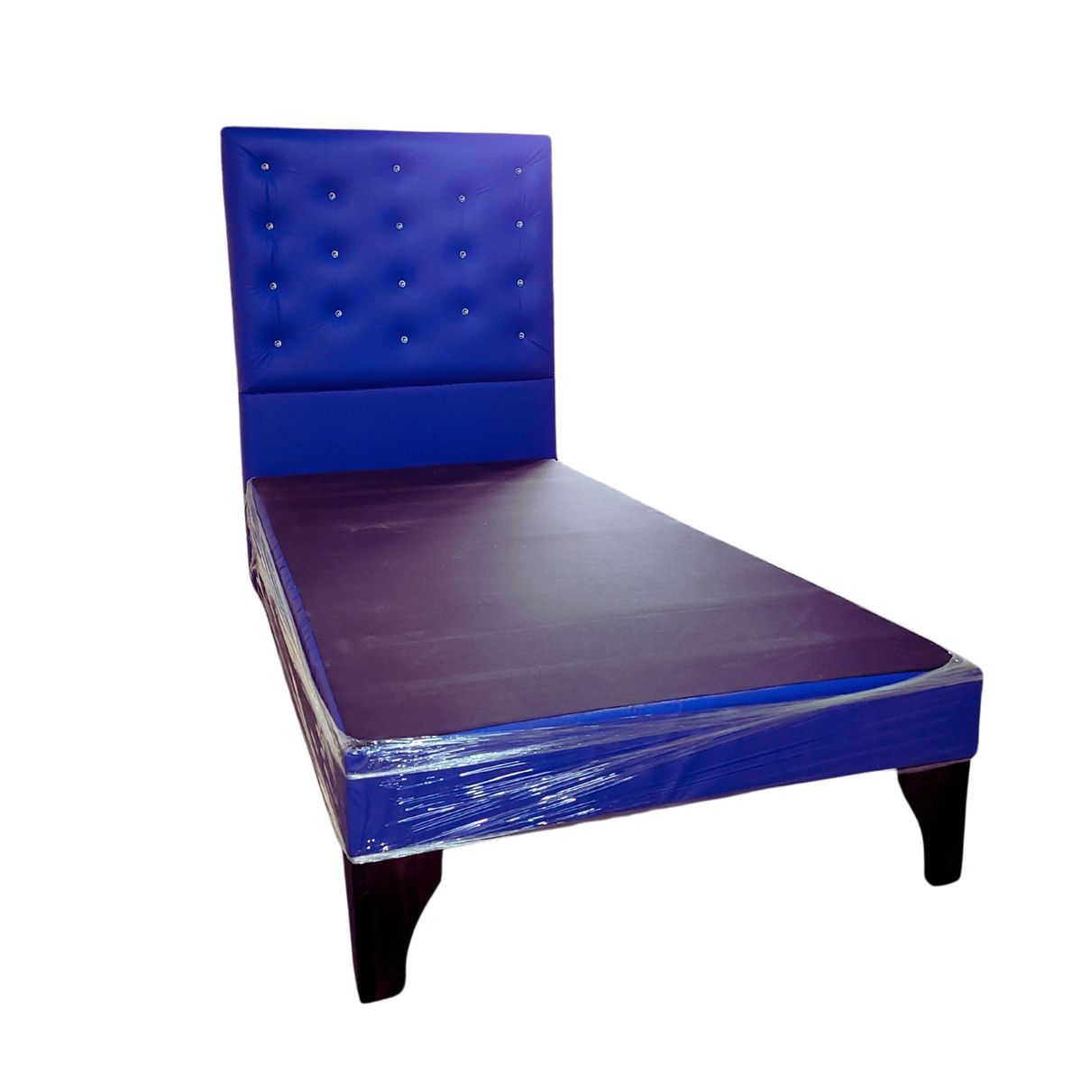 GENERICO - Base Europea 1P Respaldo Azul Eco Cuero a Piso Botone