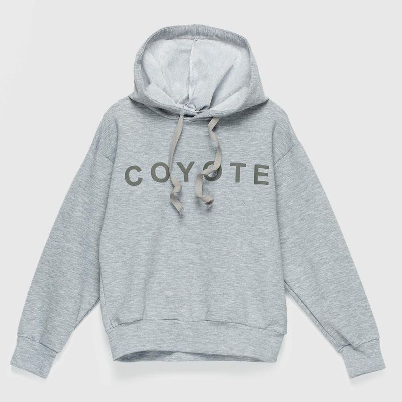 COYOTE KIDS - Polerón gris Coyote negro adulto algodón peruano - Gris