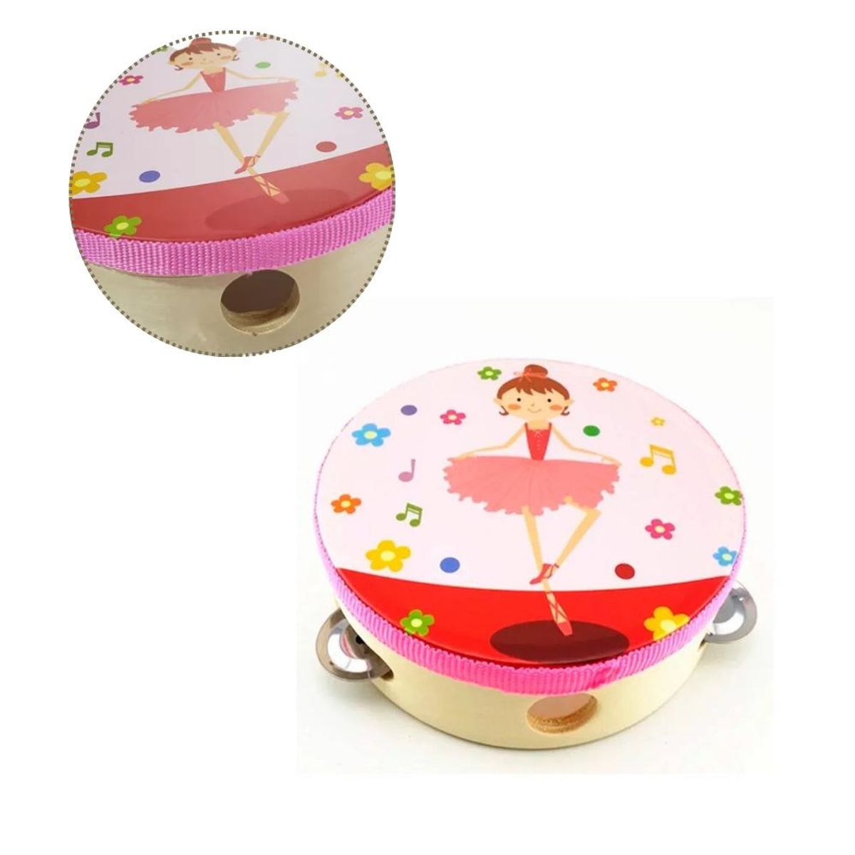 ARTIDIX - Pandero musical infantil de bailarina 6 pulgadas