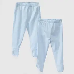 COYOTE KIDS - Pack pantalones celestes rayas celestes algodón peruano - Celeste