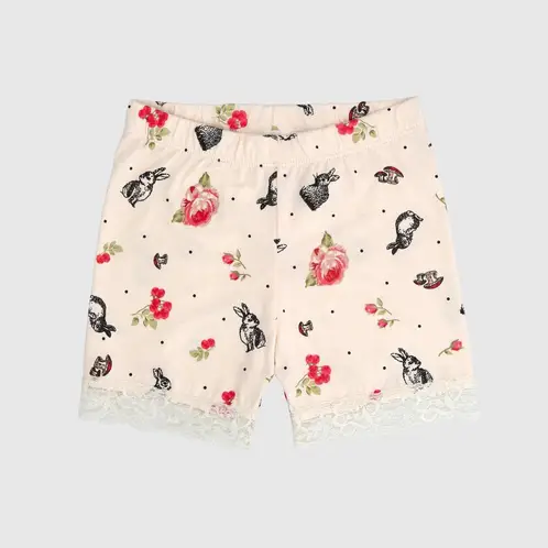COYOTE KIDS - Short beige con encaje algodón peruano - Beige