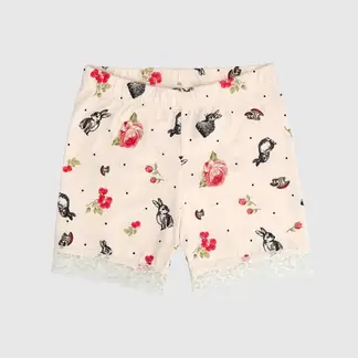 COYOTE KIDS - Short beige con encaje algodón peruano - Beige