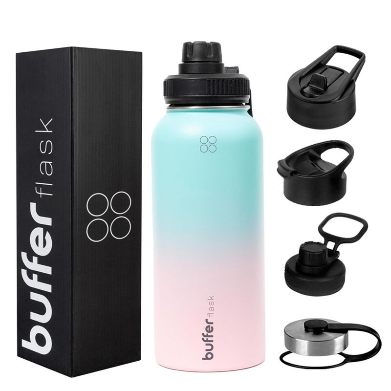 BUFFER FLASK - Termo Botella Agua Termica Acero Inoxidable+Tapas - Multicolor