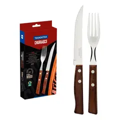 TRAMONTINA - Juego de Cubierto 12 Piezas para Asado Color Madera