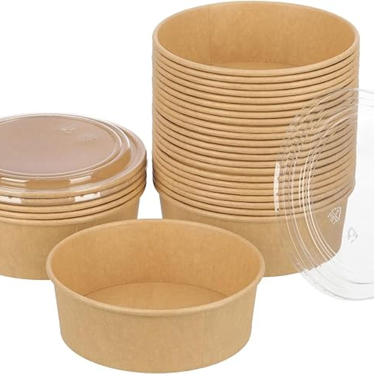 GENERICO - Envase Bowl Kraft Con Tapa Pet 1300ml 100 Unidades