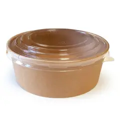 GENERICO - Envase Bowl Kraft Con Tapa Pet 1300ml 100 Unidades