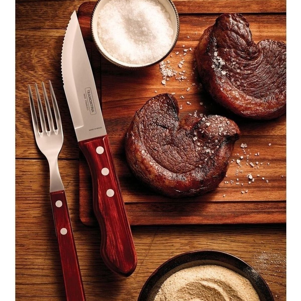 TRAMONTINA - Juego De Cubiertos Para Asado 4 Piezas Tramontina Jumbo Color Rojo