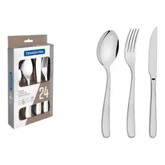 TRAMONTINA - Juego de Cubierto 24 Piezas de Ac Inox Cuchillo para Asado