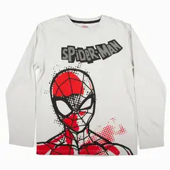 MARVEL - Polera Manga Larga Niño Cara Spiderman Gris