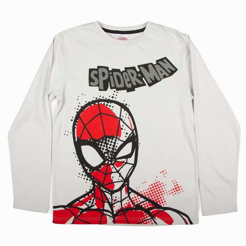 MARVEL - Polera Manga Larga Niño Cara Spiderman Gris Marvel