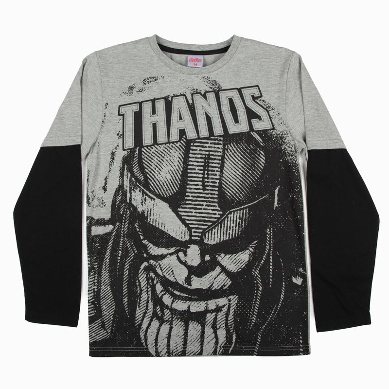 MARVEL - Polera Manga Larga Niño Thanos Avengers Gris Marvel