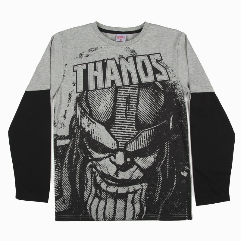 MARVEL - Polera Manga Larga Niño Thanos Avengers Gris Marvel