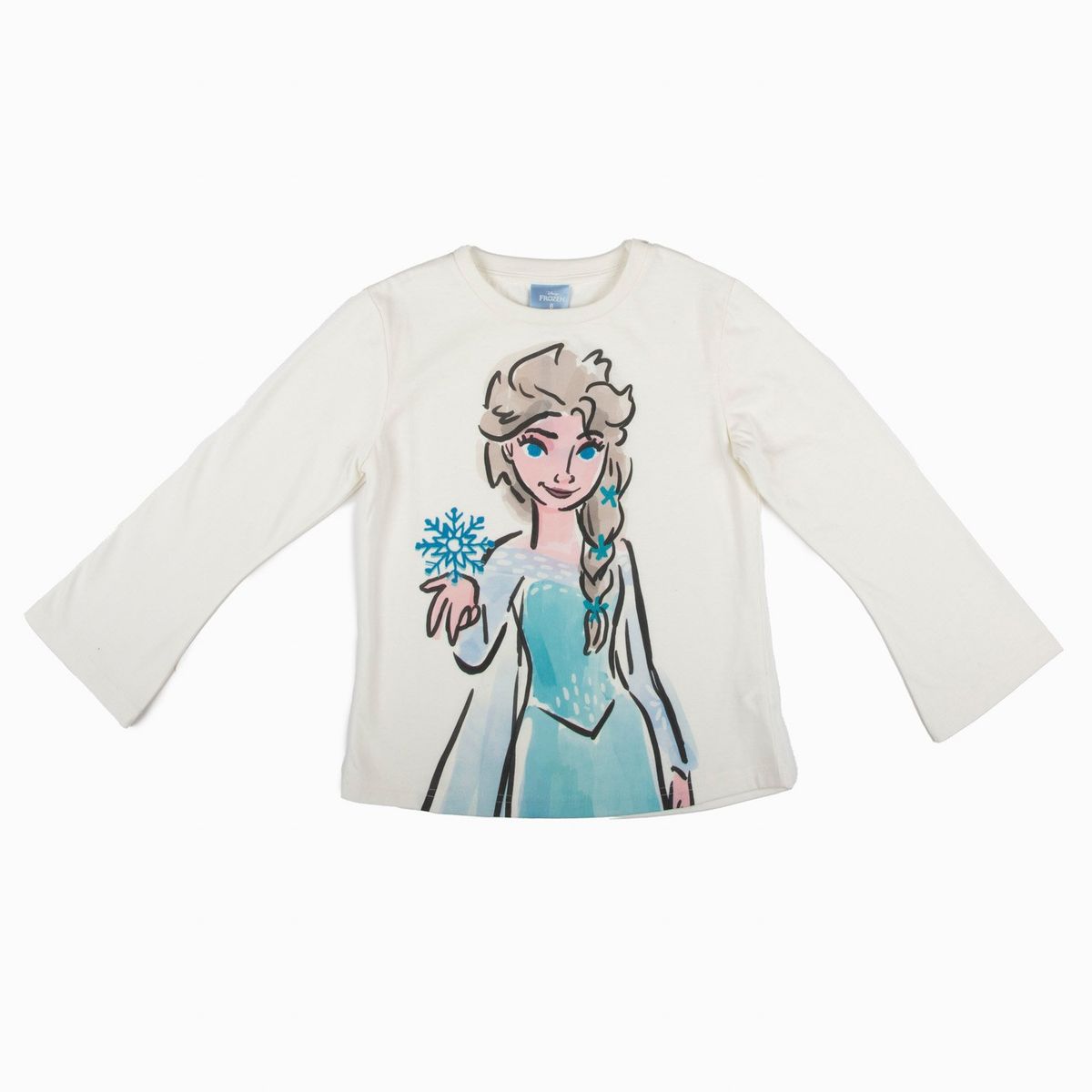 DISNEY - Polera Manga Larga Niña Elsa Frozen Celeste Disney