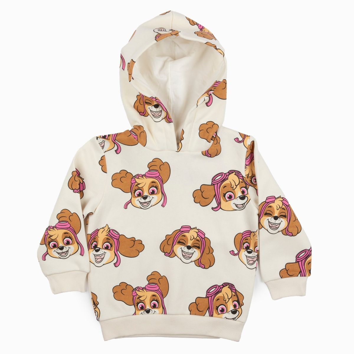 PAW PATROL - Poleron con Gorro Niña Caras Beige Paw Patrol