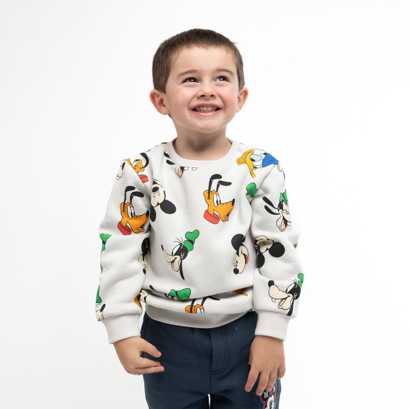 DISNEY - Poleron Niño Full Print Mickey Gris Disney