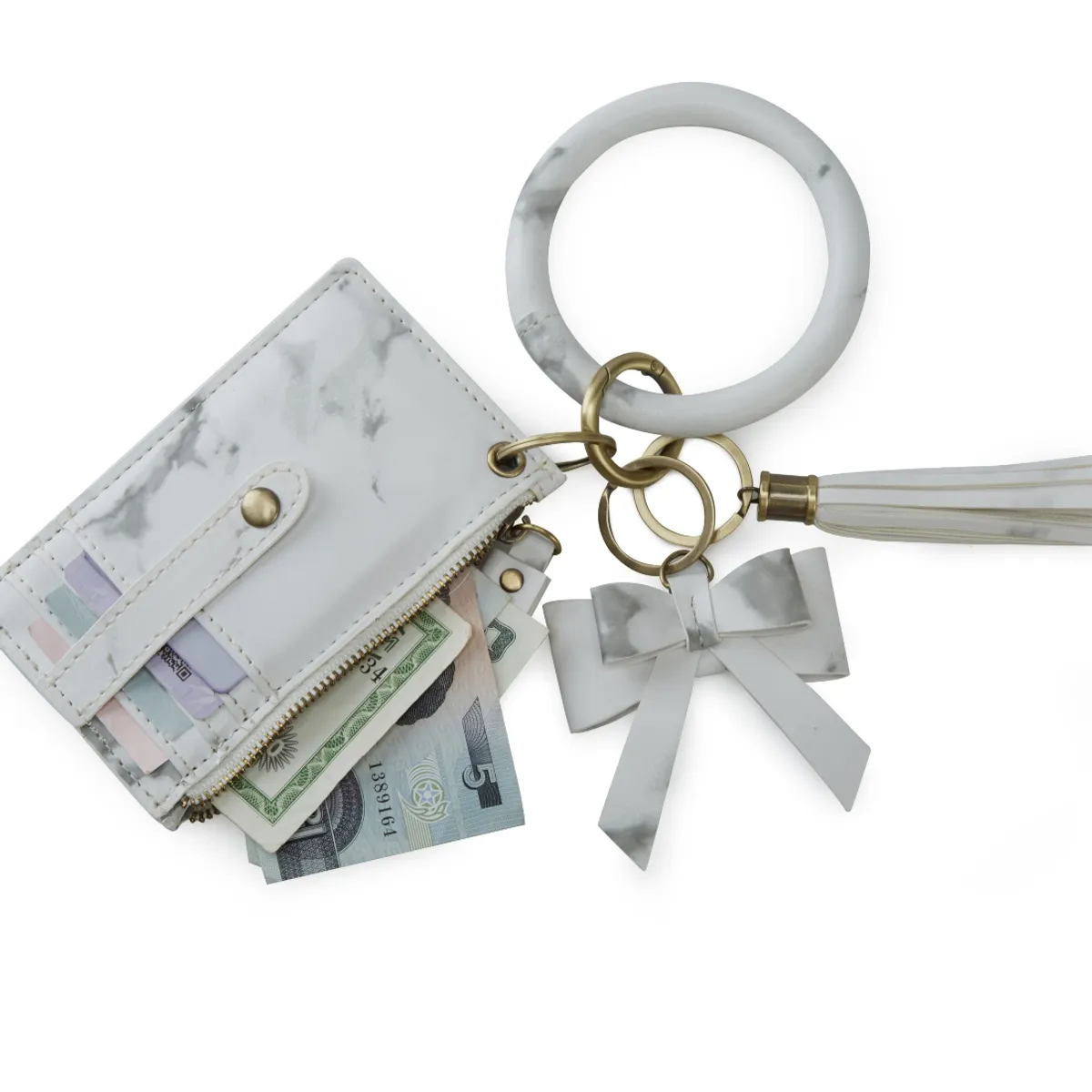 ECOSUSI - Ecosusi Llavero de Pulsera con Borla y Lazo - Mármol