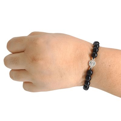 Imagen 2 del producto Pulsera para Protección Piedra Ónix con Dije San Benito de Plata