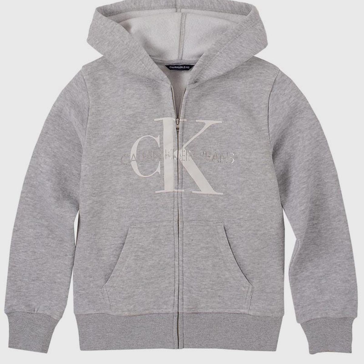 CALVIN KLEIN - Polerón con Gorro Niña Monogram Gris Calvin Klein