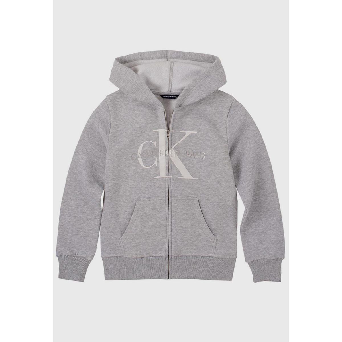 CALVIN KLEIN - Polerón con Gorro Niña Monogram Gris Calvin Klein