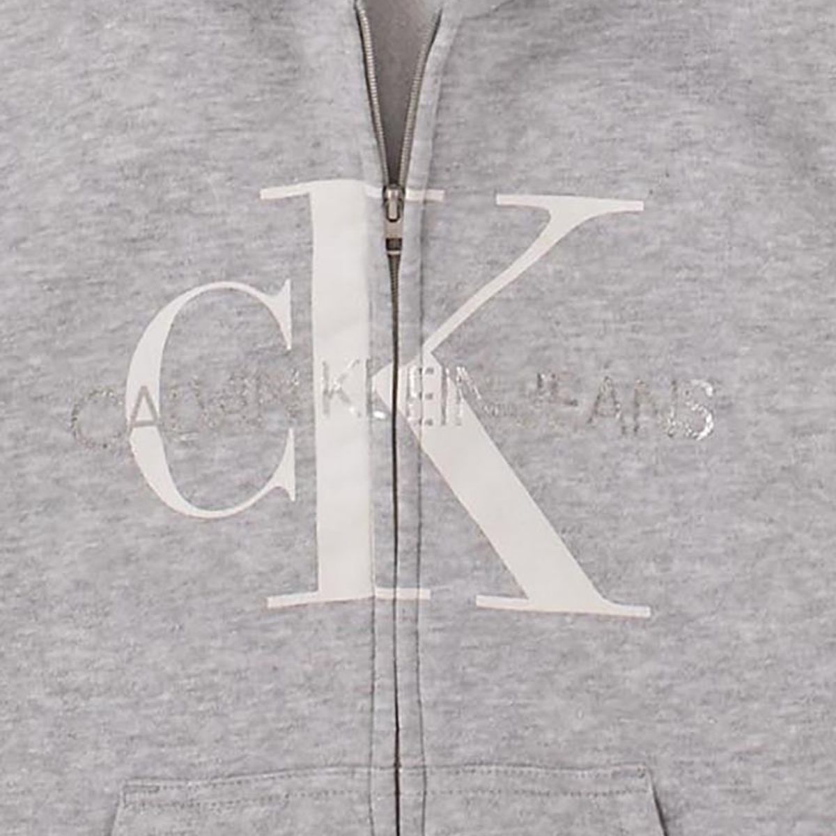 CALVIN KLEIN - Polerón con Gorro Niña Monogram Gris Calvin Klein