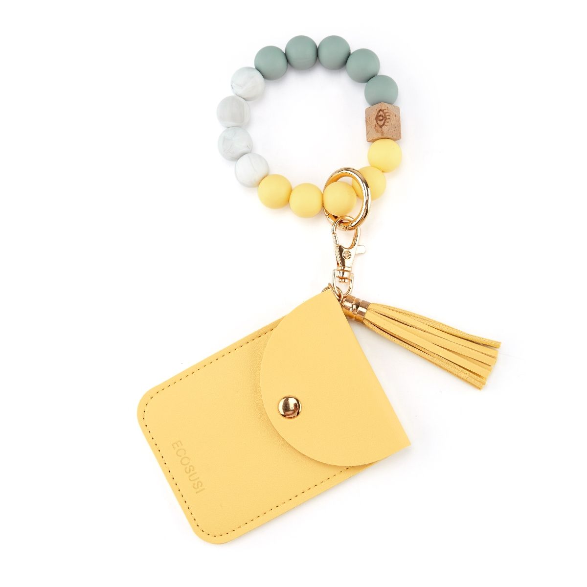 ECOSUSI - ECOSUSI Llavero de Pulsera con Billetera - Amarillo