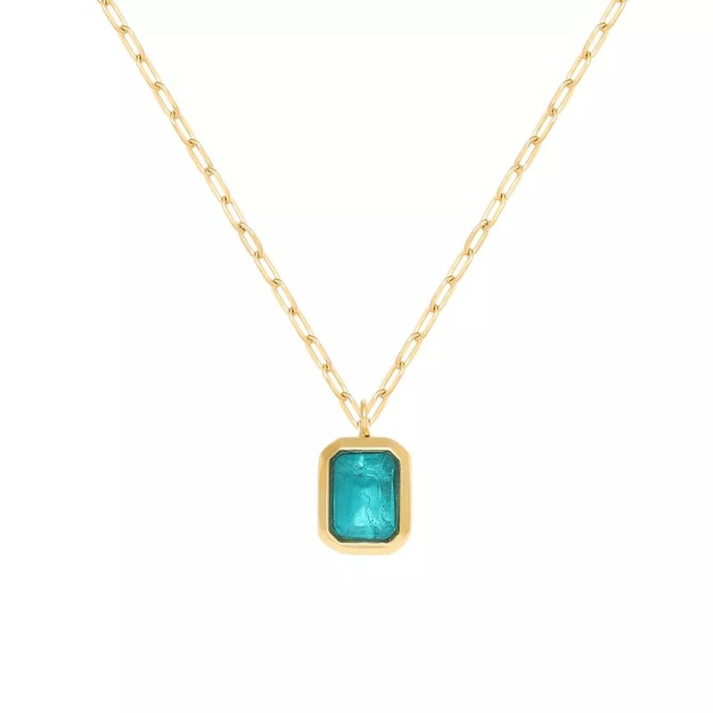 LUXURYJOYAS - Collar Oro 18kt Bañado Cristal Turmalina Paraíba -1003o sello 18k