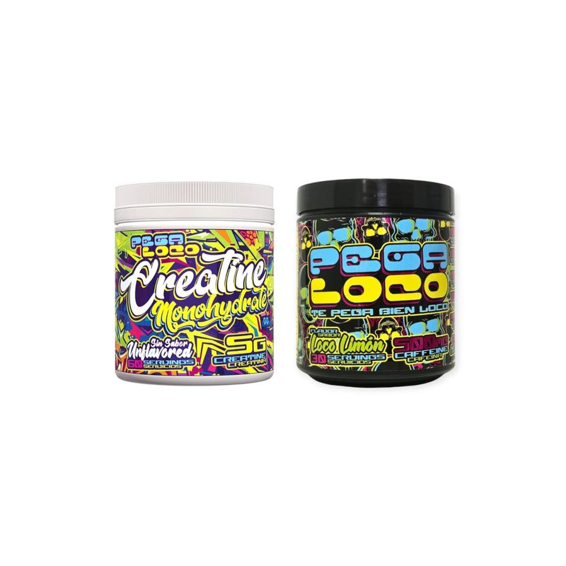 PEGA LOCO - Pack Creatina Monohidratada + Pre Entreno Loco Limon - Pega Loco