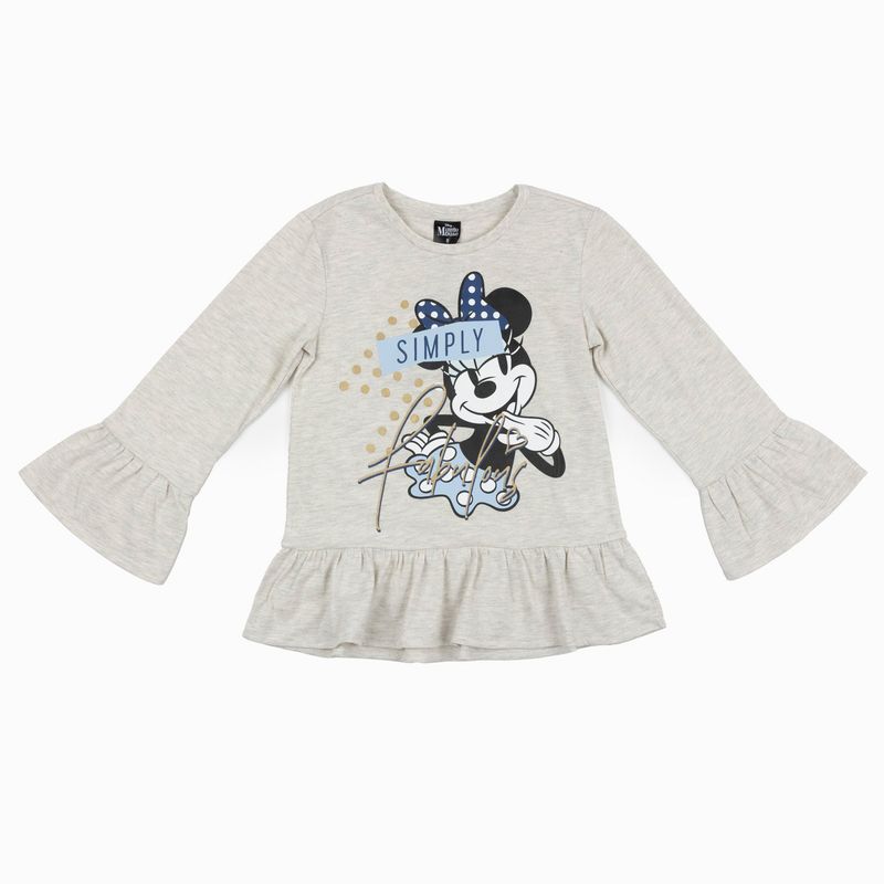 DISNEY - Polera Manga Larga Niña Minnie Fabulosa Gris Disney
