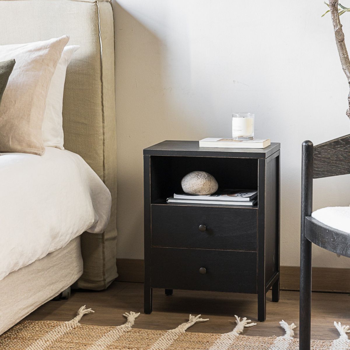 AMOBLE - Velador Rote Negro Amoblé