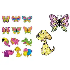 ARTE CONSENTIDO - PINTURA CON DIAMANTE KIT STICKERS PERROS Y MARIPOSAS 14 unid