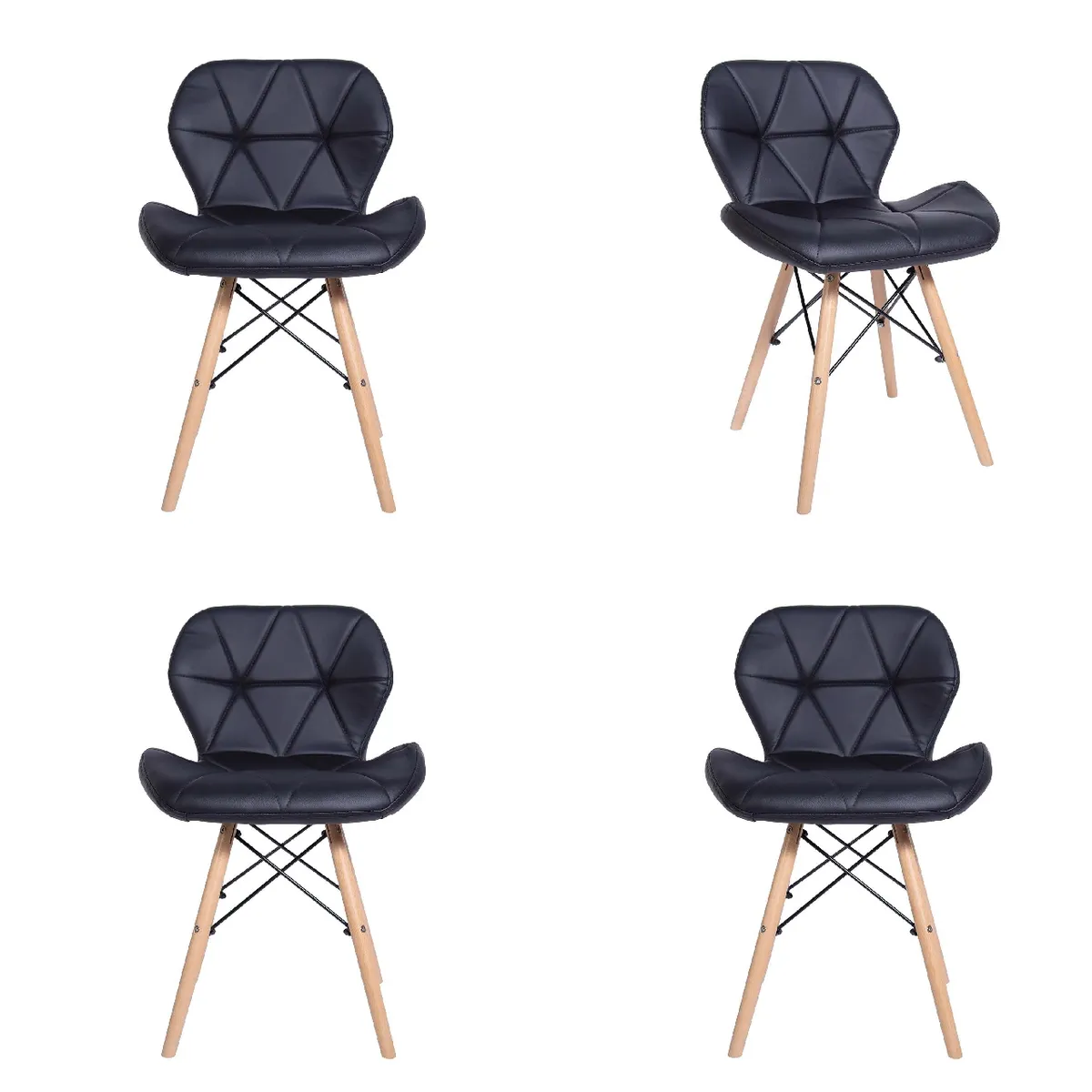 WHITE MARKET - Pack x 4 Sillas Eames Radar acolchada negra