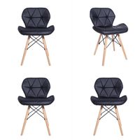 Pack x 4 Sillas Eames Radar acolchada negra