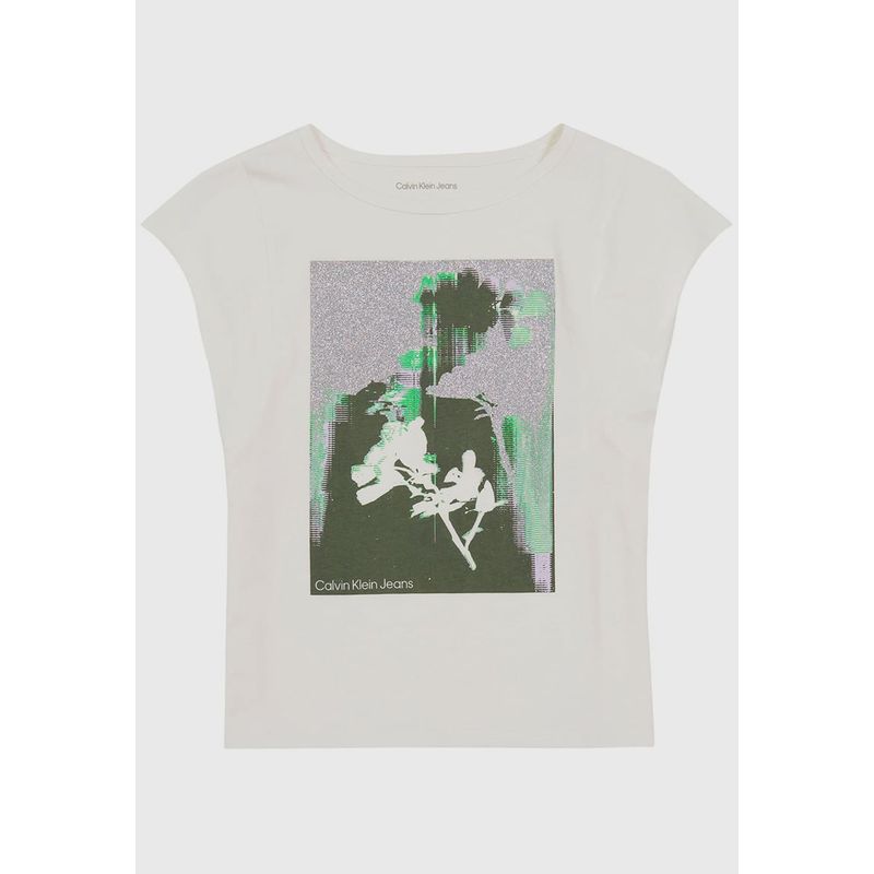 CALVIN KLEIN - Polera Niña Floral Flutter Blanco Calvin Klein