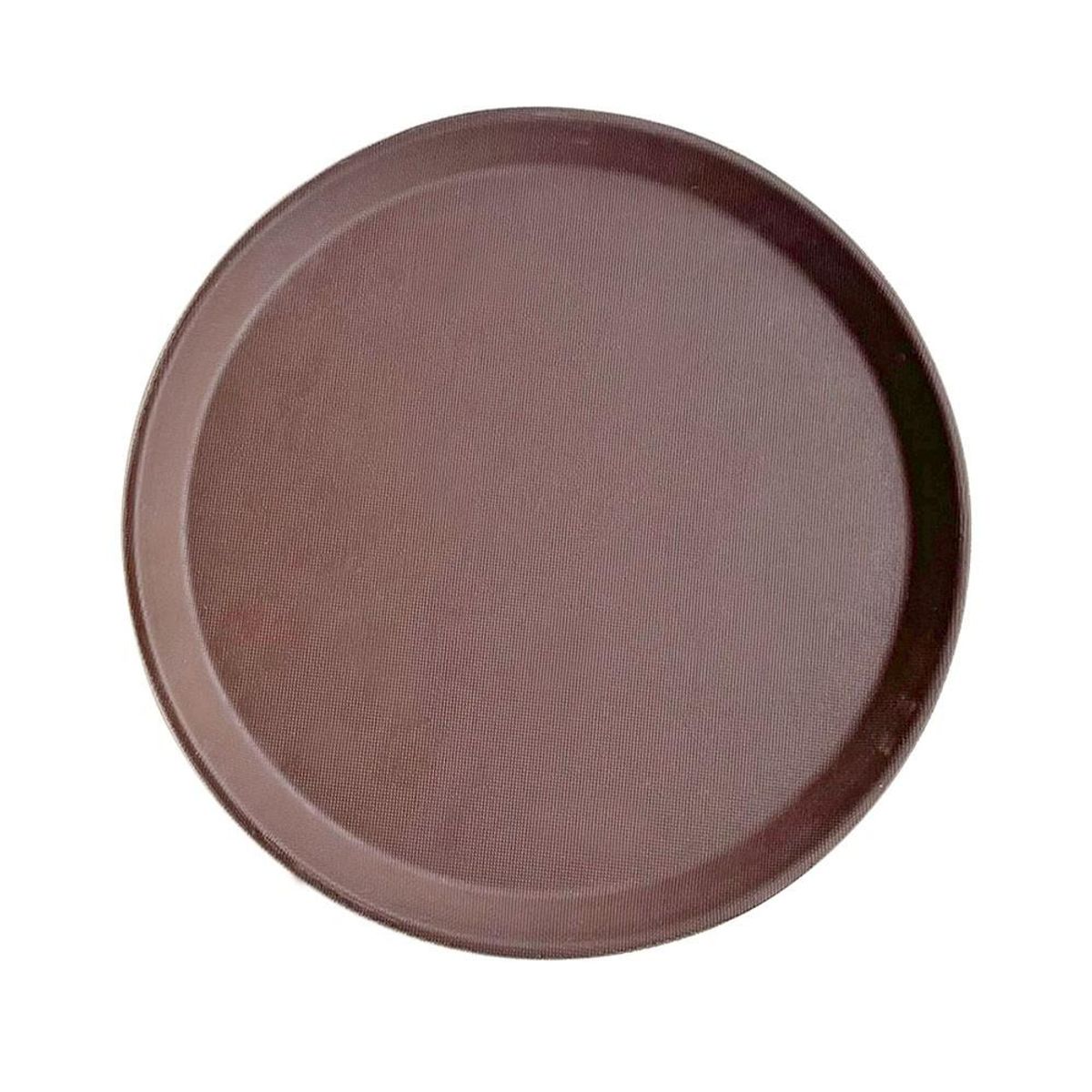 GENERICO - BANDEJA DE GARZON REDONDA ANTIDESLIZANTE 46CM CAFÉ IMAHE