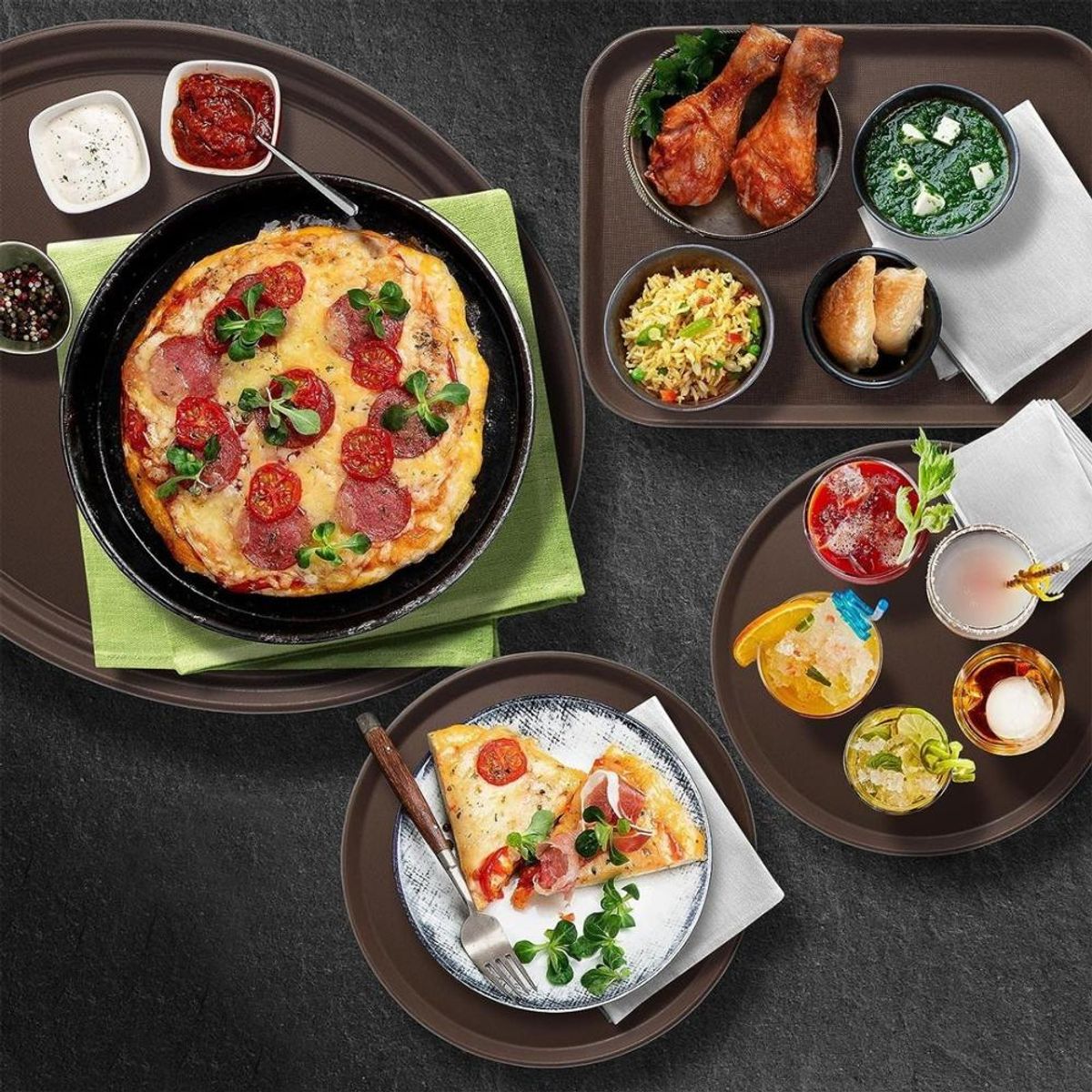 GENERICO - BANDEJA DE GARZON REDONDA ANTIDESLIZANTE 46CM CAFÉ IMAHE