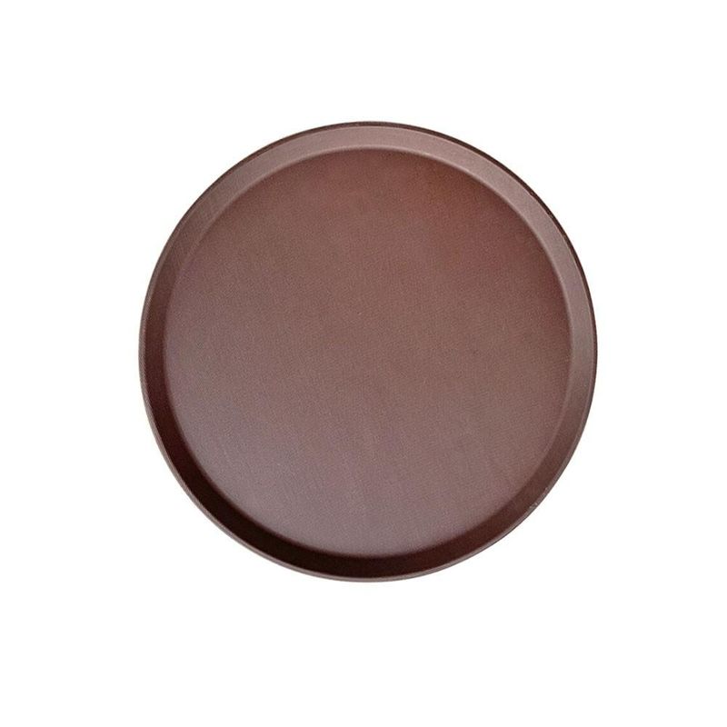 IMAHE - BANDEJA DE GARZON REDONDA ANTIDESLIZANTE 28CM CAFÉ IMAHE