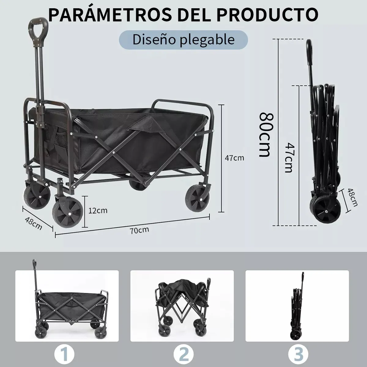 SHOP EHOME BAG - Carro de Compras Camping Plegable de arrastre 100kg 4 Ruedas