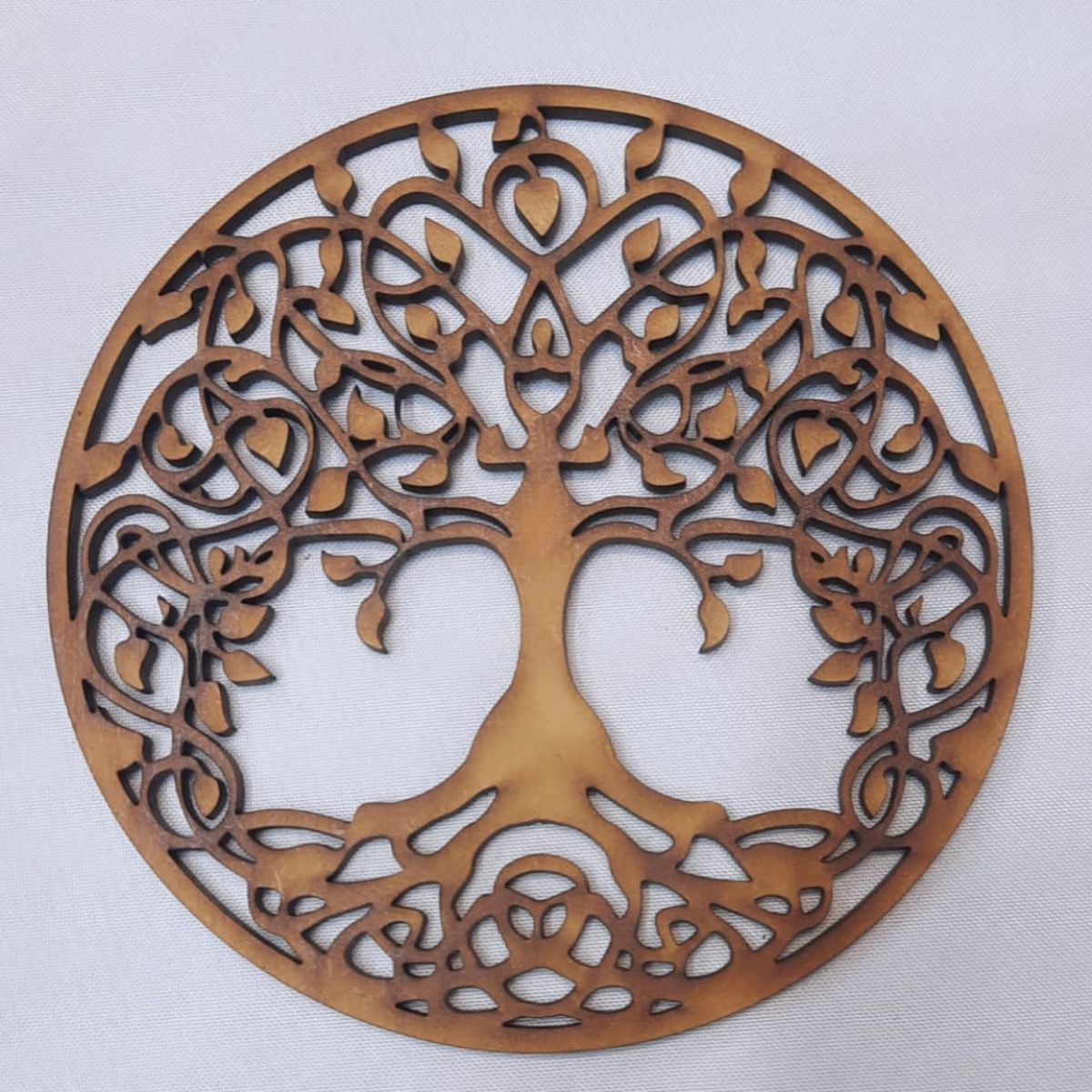 GENERICO - Árbol de la Vida Trenza MDF color natural 15 cm de diámetro.