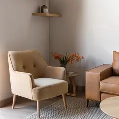 AMOBLE - Poltrona Alfaro Velvet Pardo Amoblé