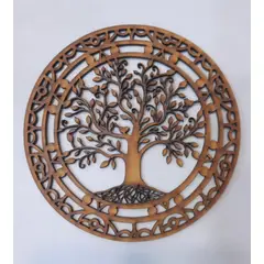 GENERICO - Árbol Vida Círculo MDF color natural 15 cm de diámetro.