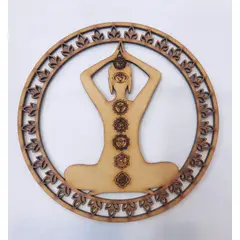 GENERICO - Buda Chakras MDF color natural 30 cm de diámetro.