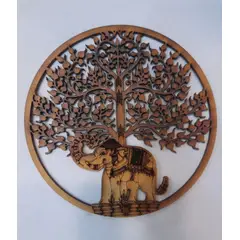 GENERICO - Árbol de la Vida Elefante MDF color natural 30 cm diámetro.