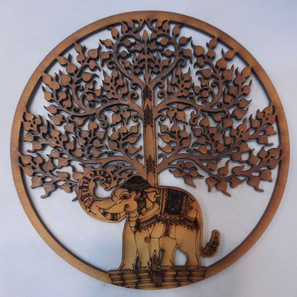 GENERICO - Árbol de la Vida Elefante MDF color natural 15 cm diámetro.