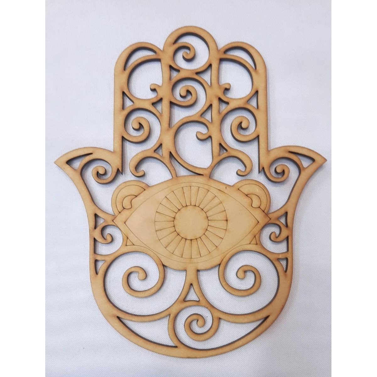GENERICO - Mano de Fátima MDF color natural 15 cm diámetro.