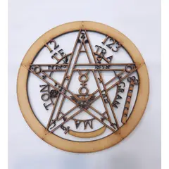 GENERICO - Tetragrámaton MDF color natural 30 cm diámetro.
