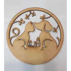 GENERICO - Gato y Perro MDF 8 cm de diámetro.